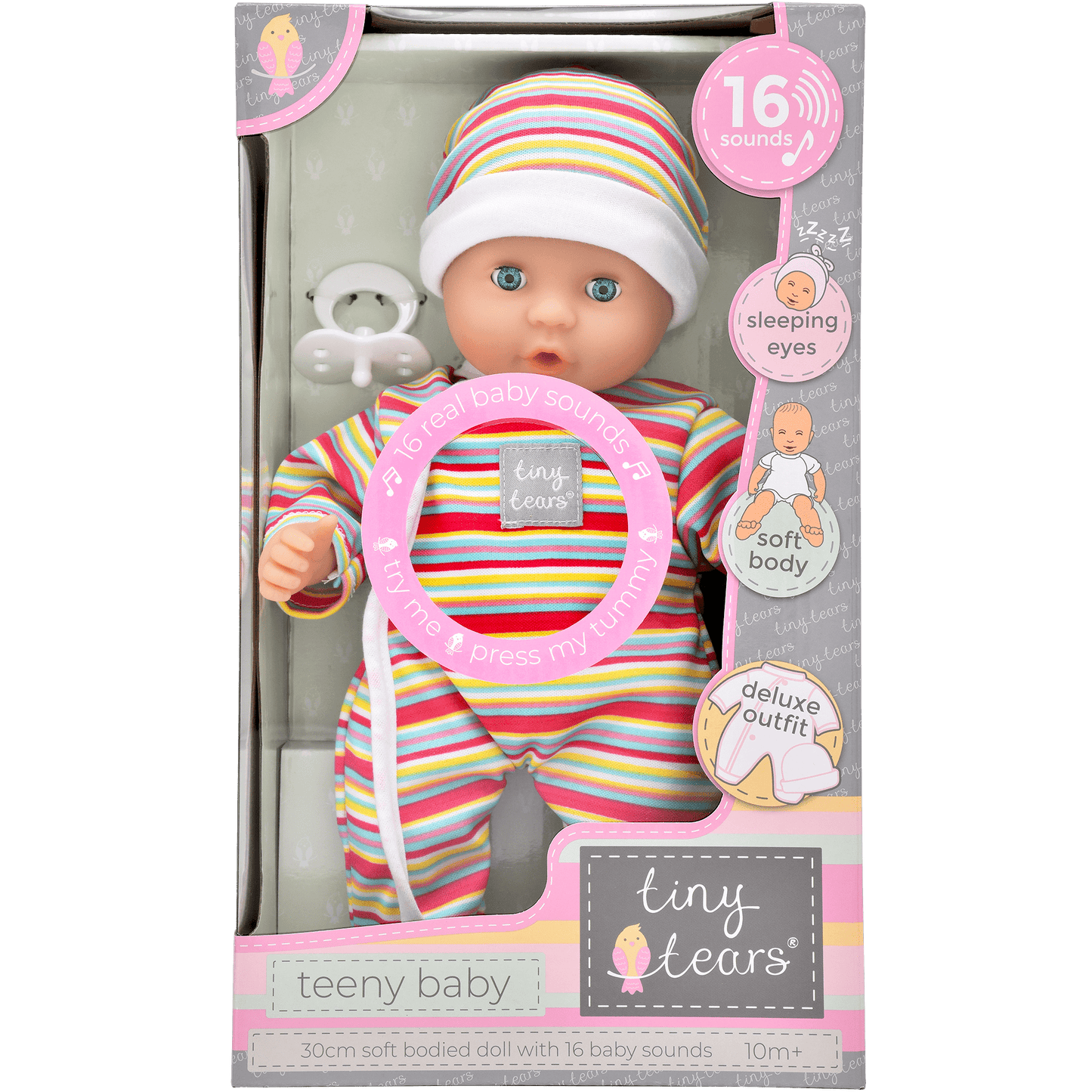 Tiny Tears 12" (30cm) Teeny Baby Doll with 16 Sounds - White
