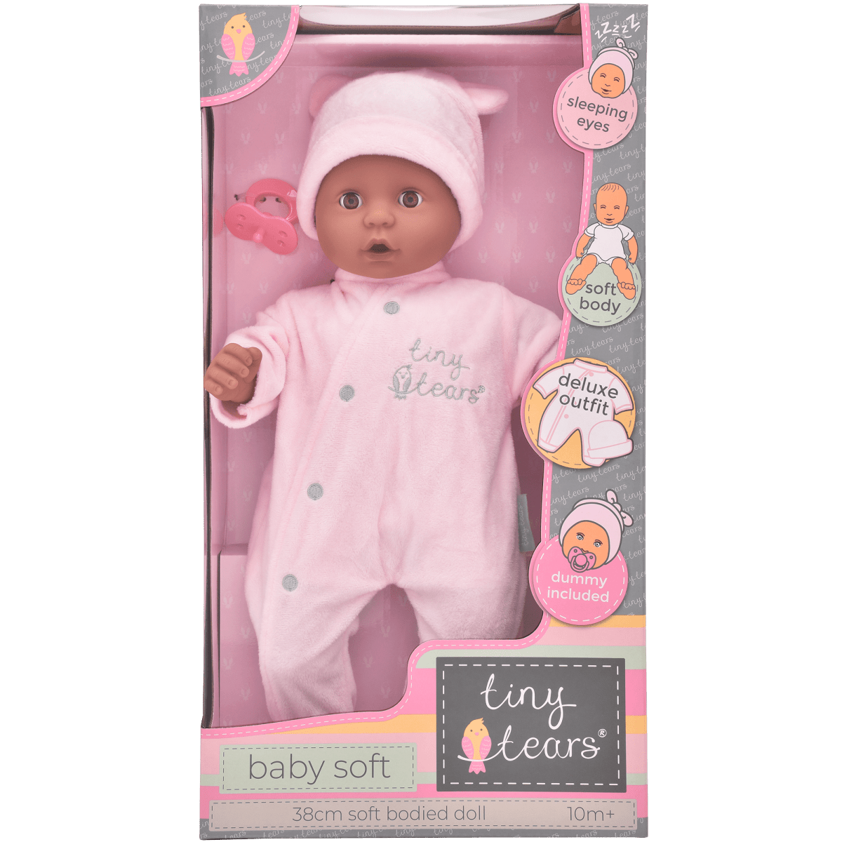 Tiny Tears 15'' (38 cm) Baby Soft Pink Outfit - Black - John Adams