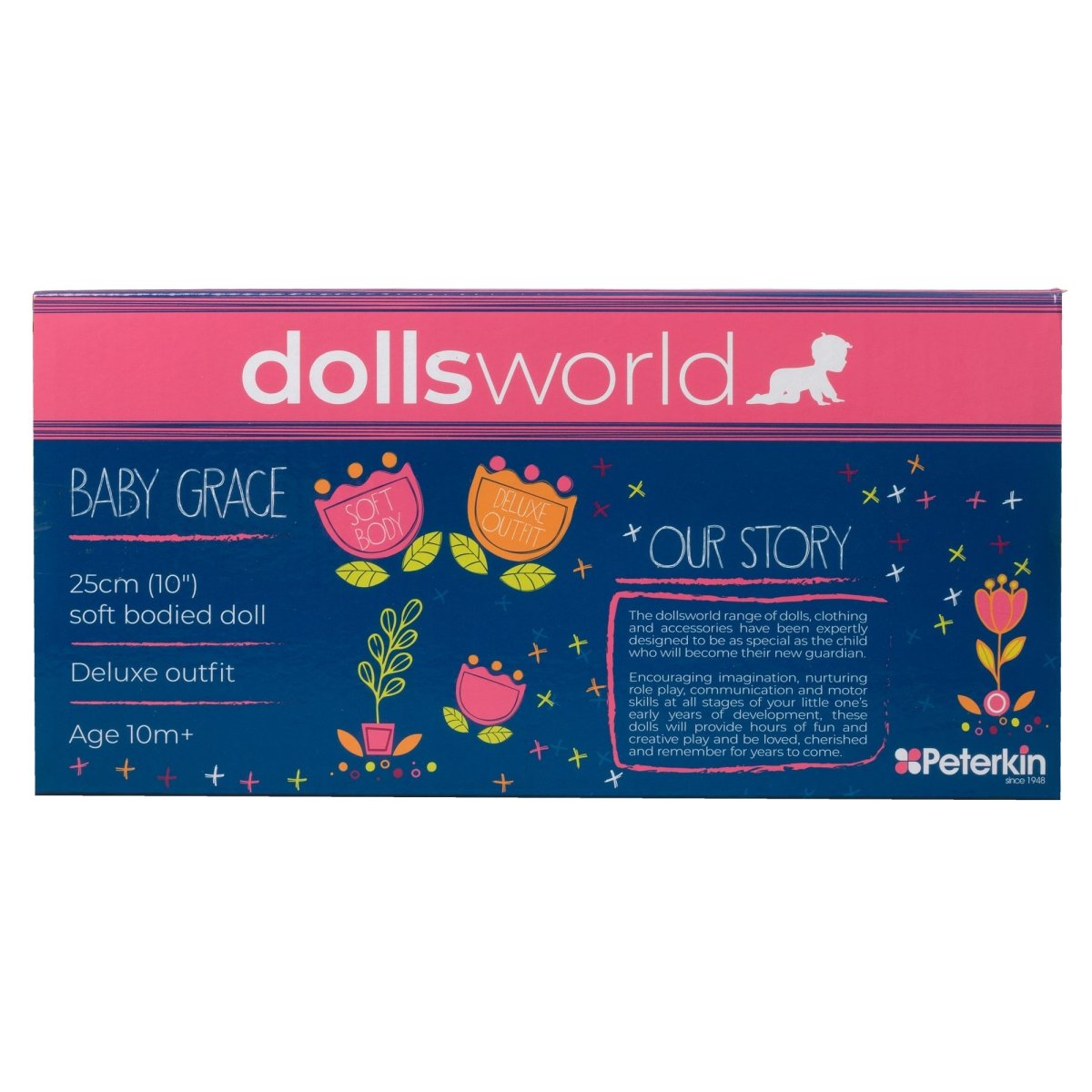 Dolls World Baby Grace - 25cm Soft Bodied Black Doll - For ages 10m+ - John Adams
