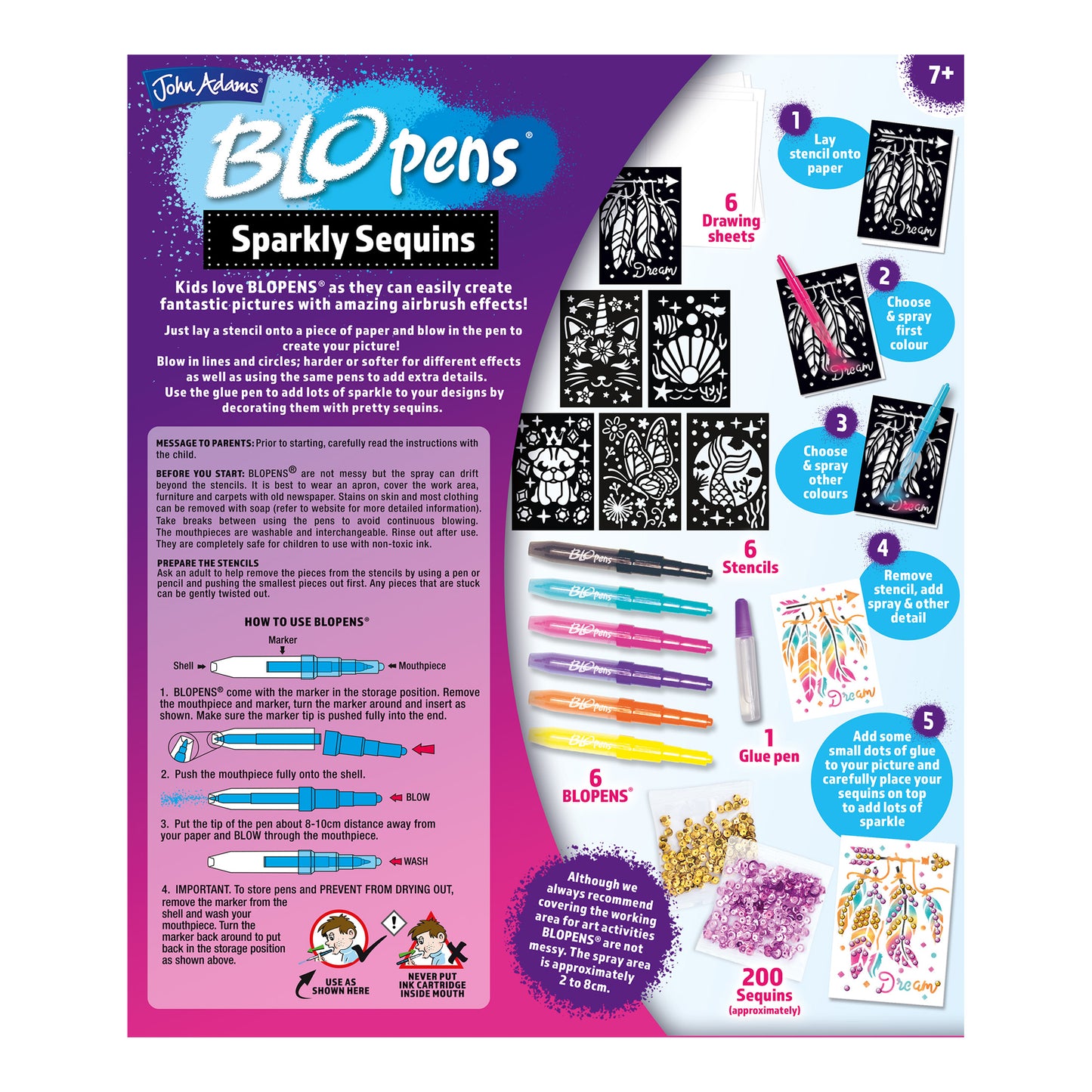 BLOPENS Sparkly Sequins – Glitter Airbrush Craft Set