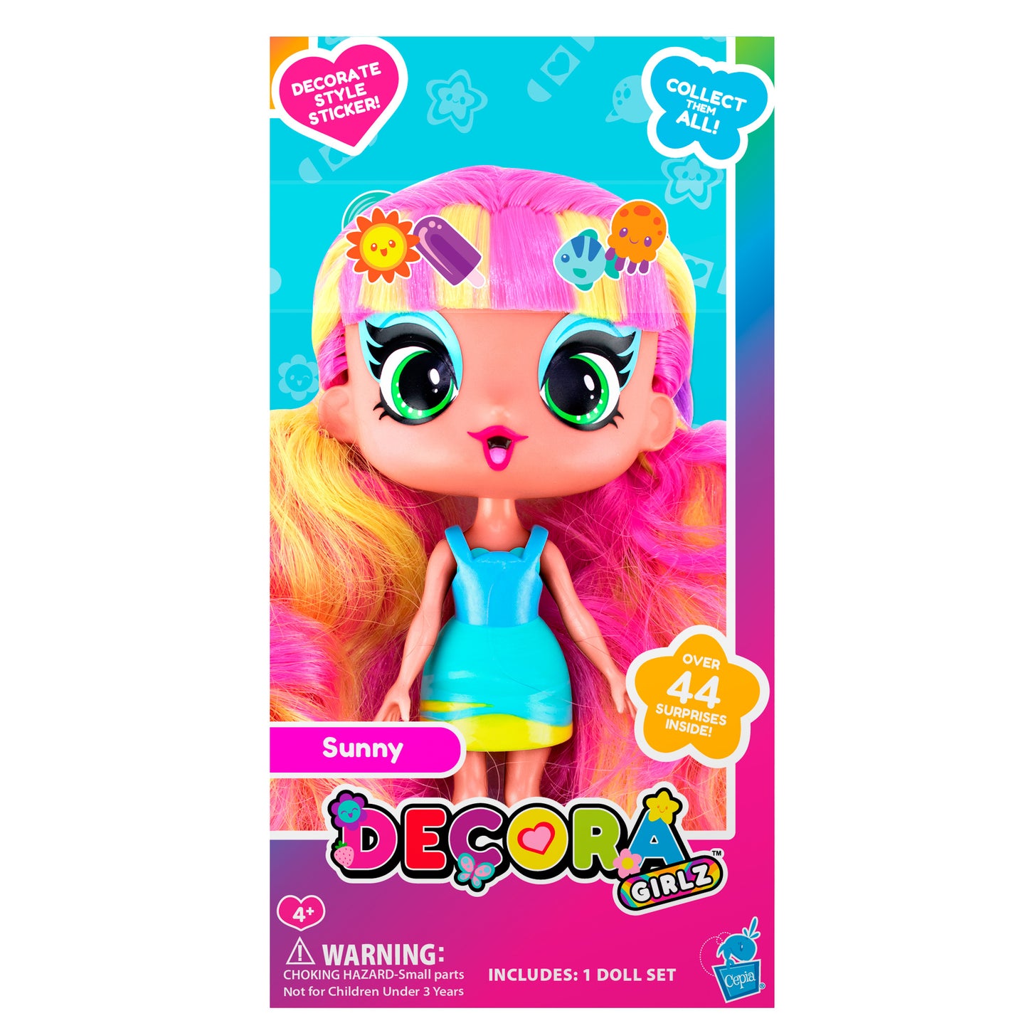 Decora Girlz 5" Fashion Doll – Sunny - with Stickers & Accessories