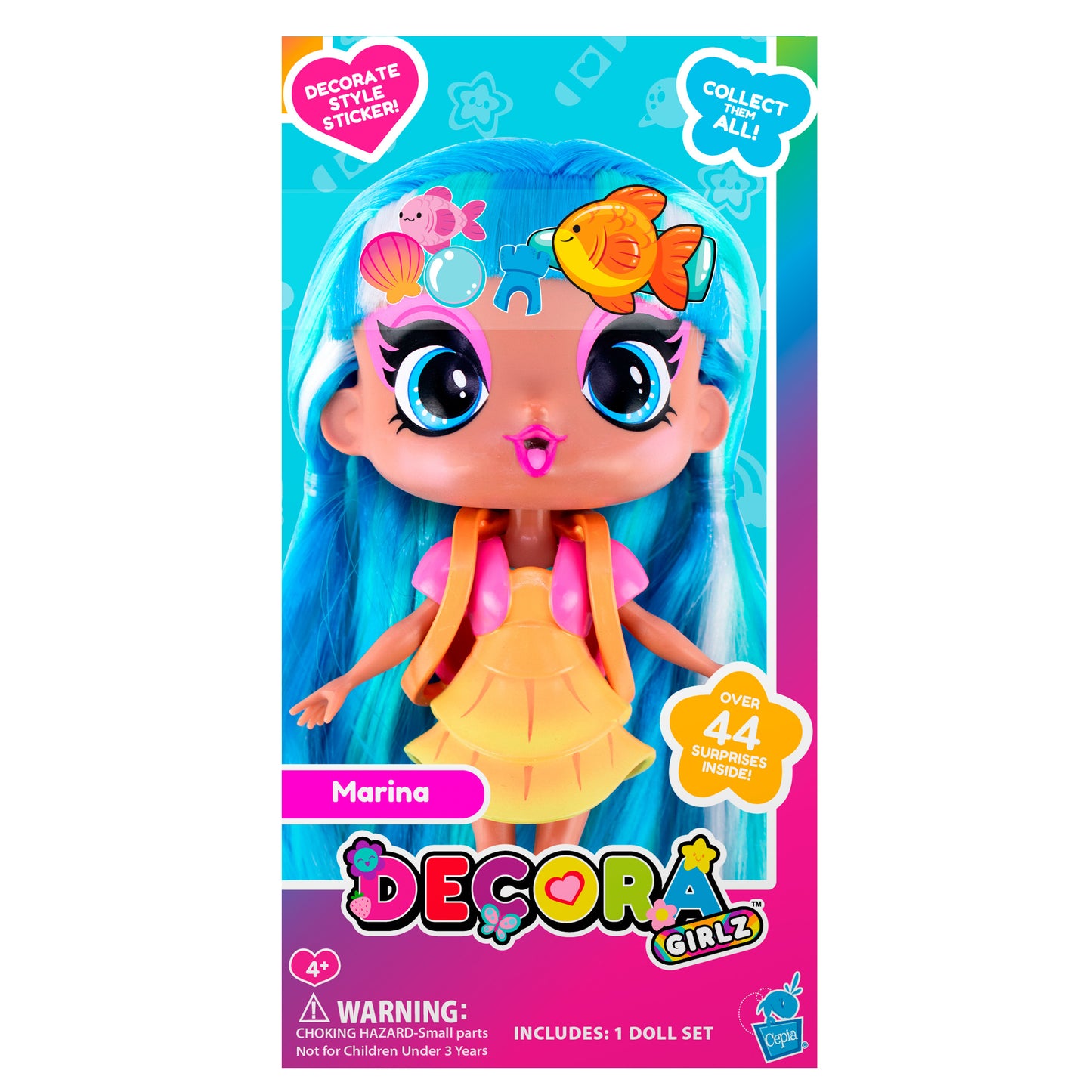 Decora Girlz 5" Fashion Doll – Marina - with Stickers & Accessories