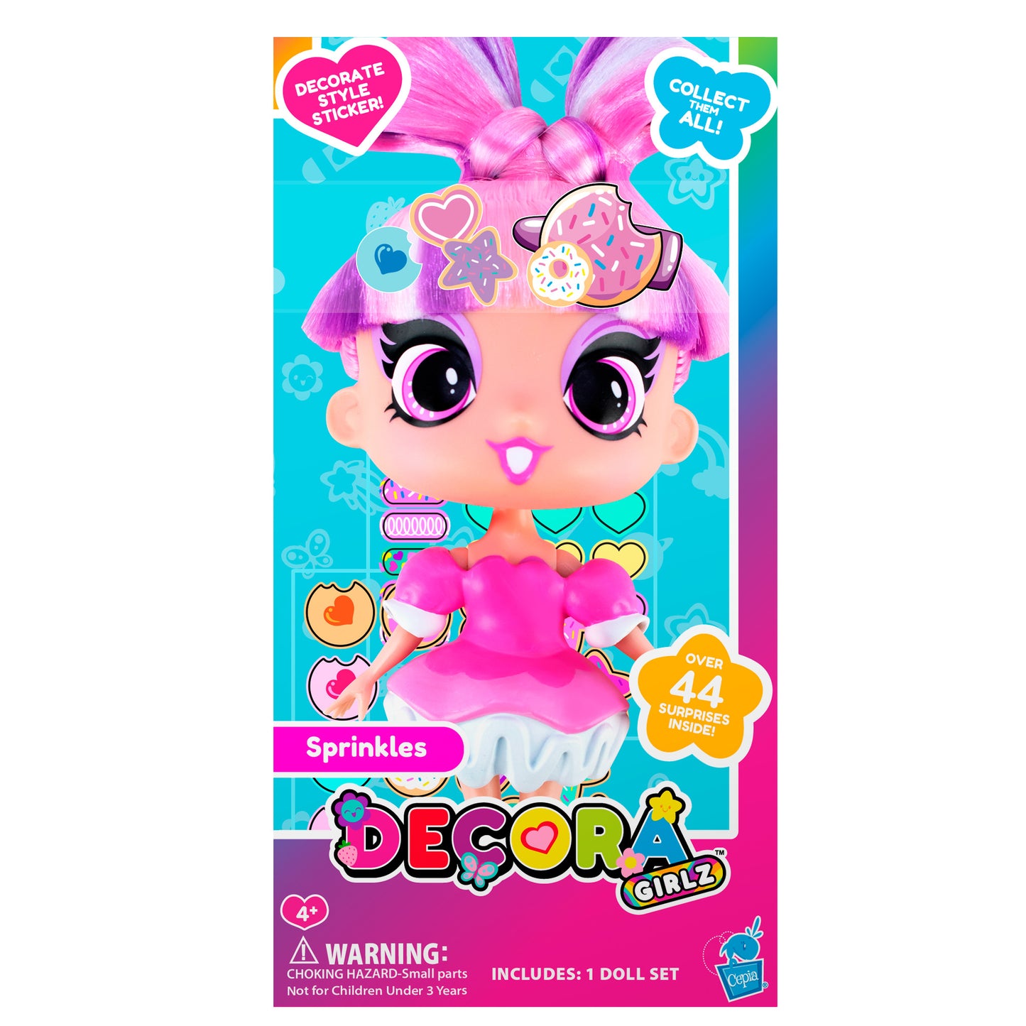 Decora Girlz 5" Fashion Doll – Sprinkles - with Stickers & Accessories