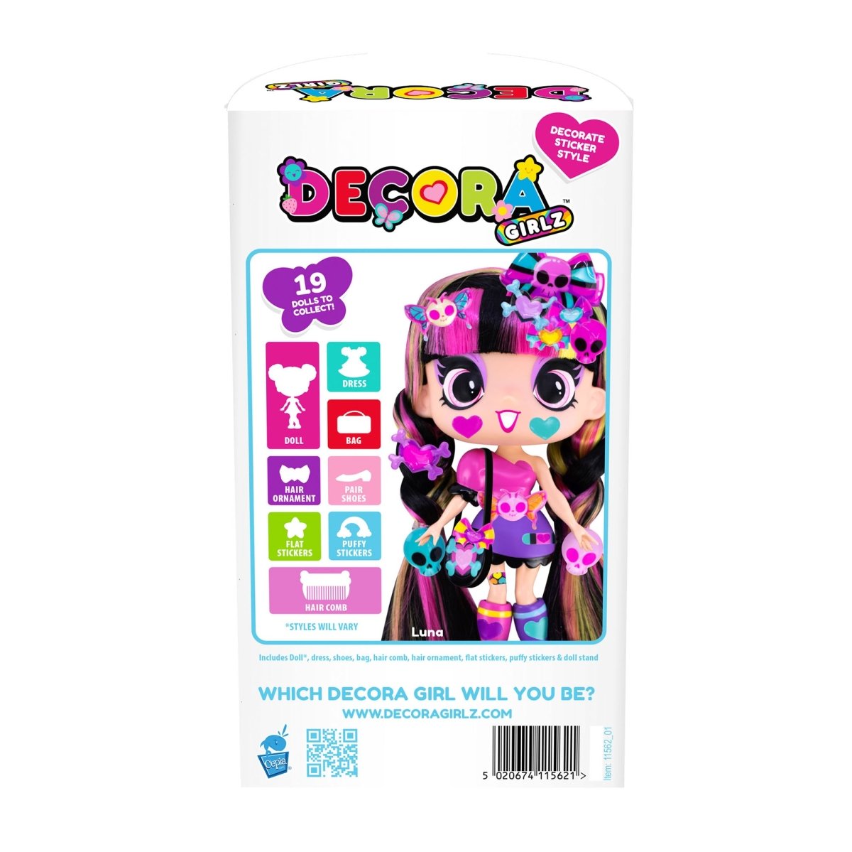 Decora Girlz 5" Fashion Doll – Luna - with Stickers & Accessories - John Adams