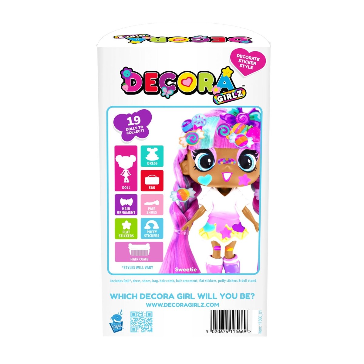 Decora Girlz 5" Fashion Doll – Sweetie - with Stickers & Accessories - John Adams