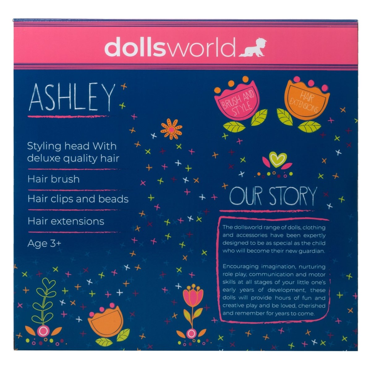 Dolls World Ashley Styling Head Playset - For ages 3+ - John Adams