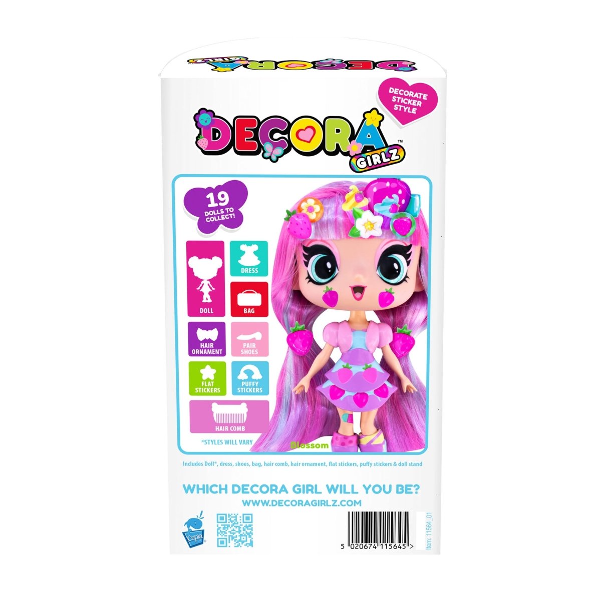 Decora Girlz 5" Fashion Doll – Blossom - with Stickers & Accessories - John Adams