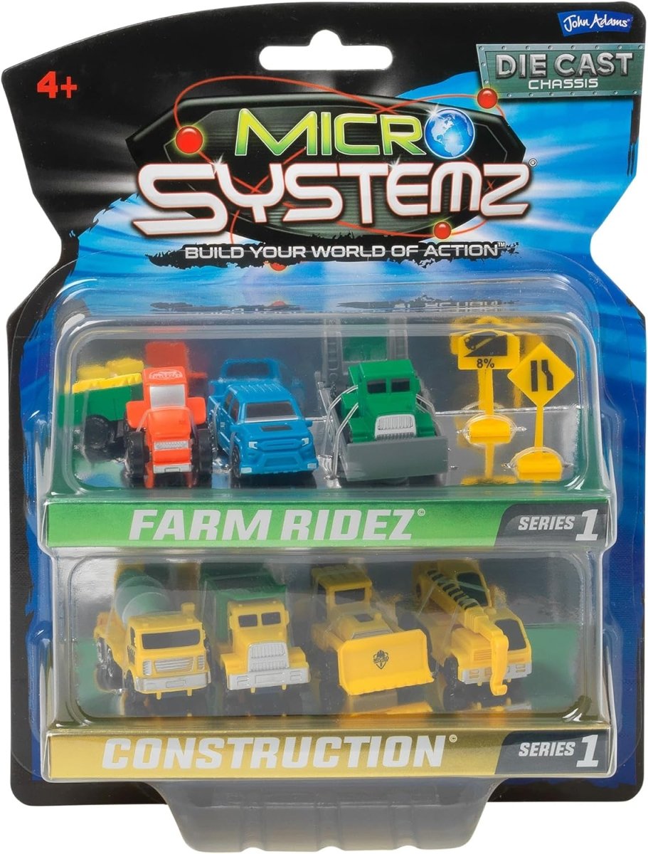 Micro Systemz 7 Vehicle Pack - Farm Ridez and Construction - John Adams