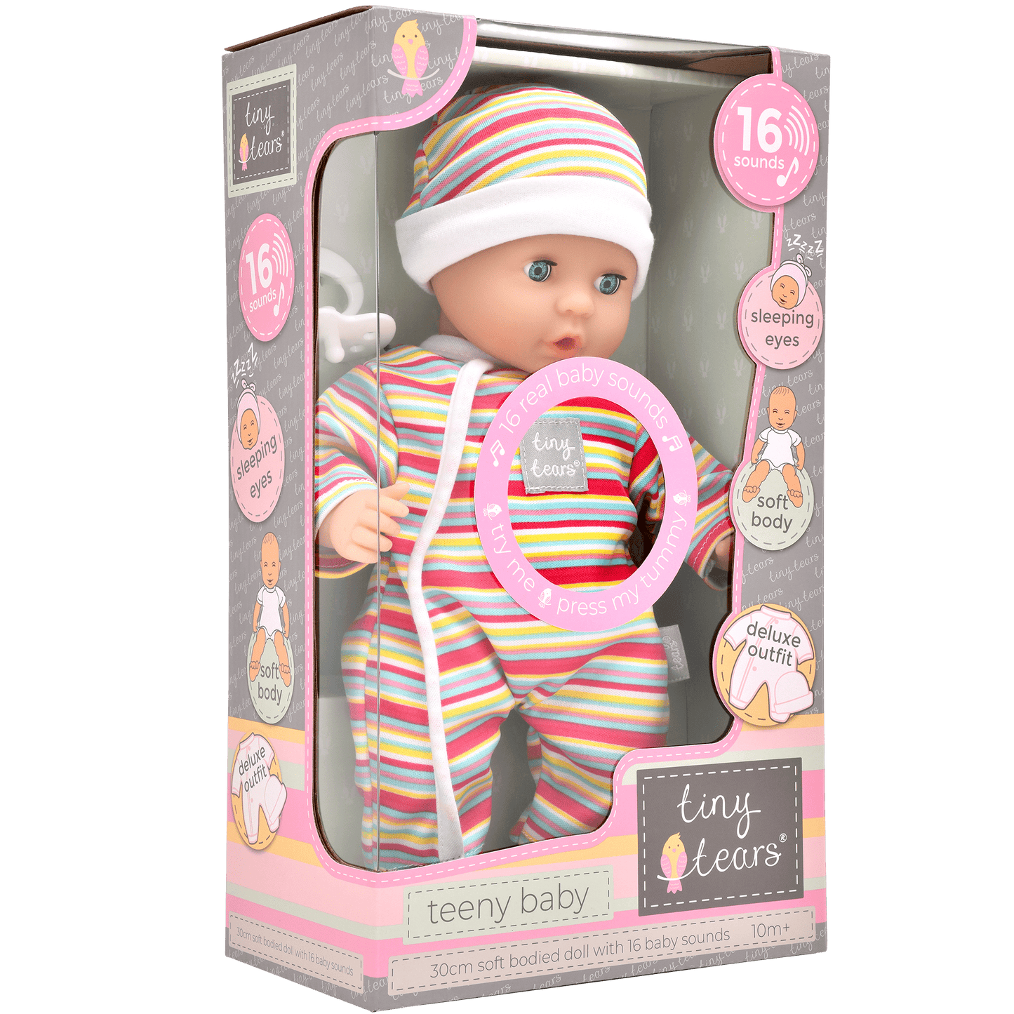 Tiny Tears 12" (30cm) Teeny Baby Doll with 16 Sounds - White