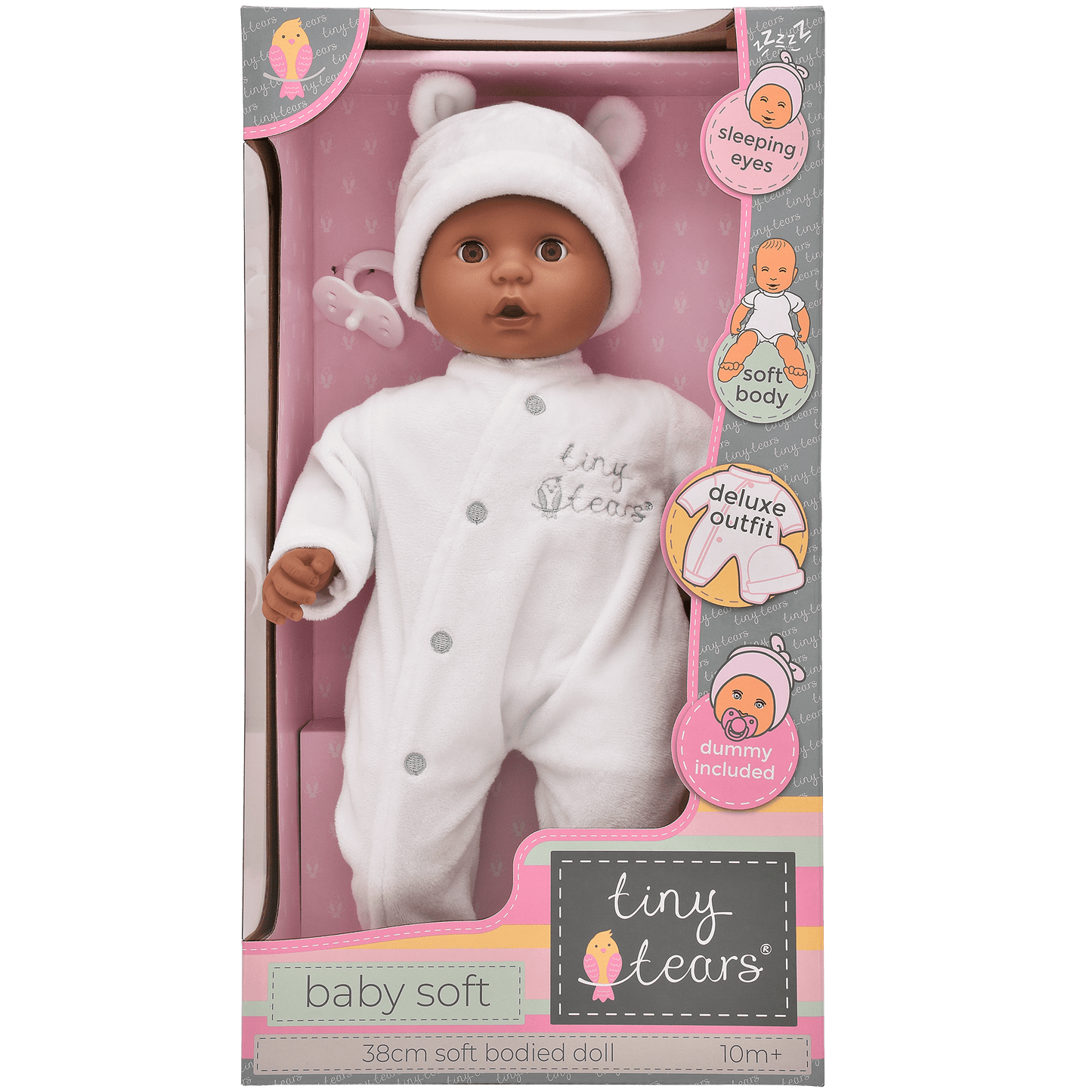 Tiny Tears Baby Soft 15" (38cm) Doll With White Outfit - Black