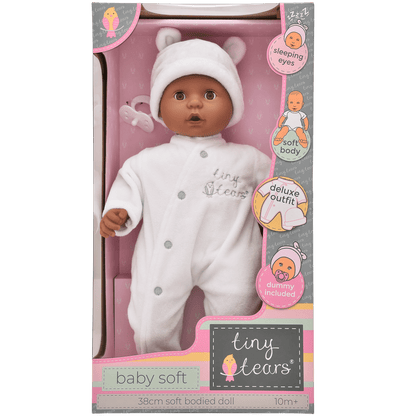 Tiny Tears Baby Soft 15" (38cm) Doll With White Outfit - Black