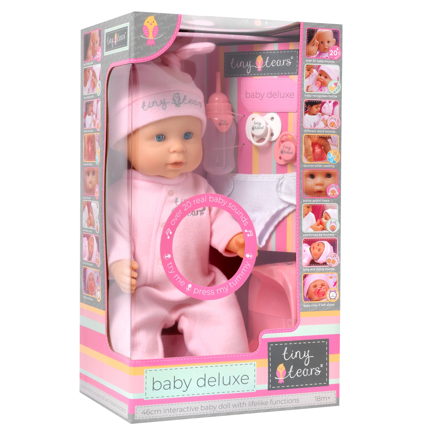 Tiny Tears 18" (46 cm) Baby Deluxe Doll With 20 Baby Sounds - White