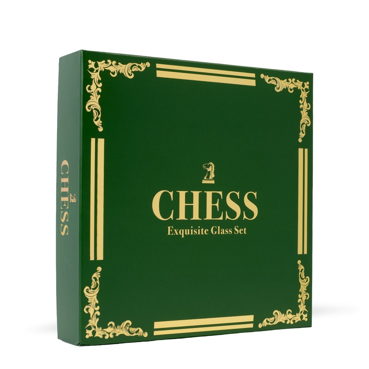 Luxury Glass Chess Set - 27x27cm Glass Board with 32 Weighted Pieces and Felt Padded Bases - John Adams