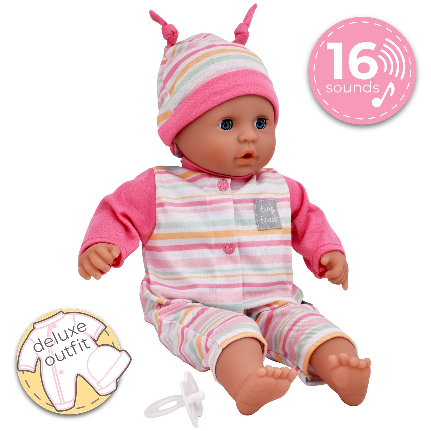 Tiny Tears 15" (38cm) Baby Soft Doll with 16 sounds - White