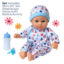 Dolls World Little Treasure - 38cm Soft Bean Bodied White Boy Doll - For ages 18 months+
