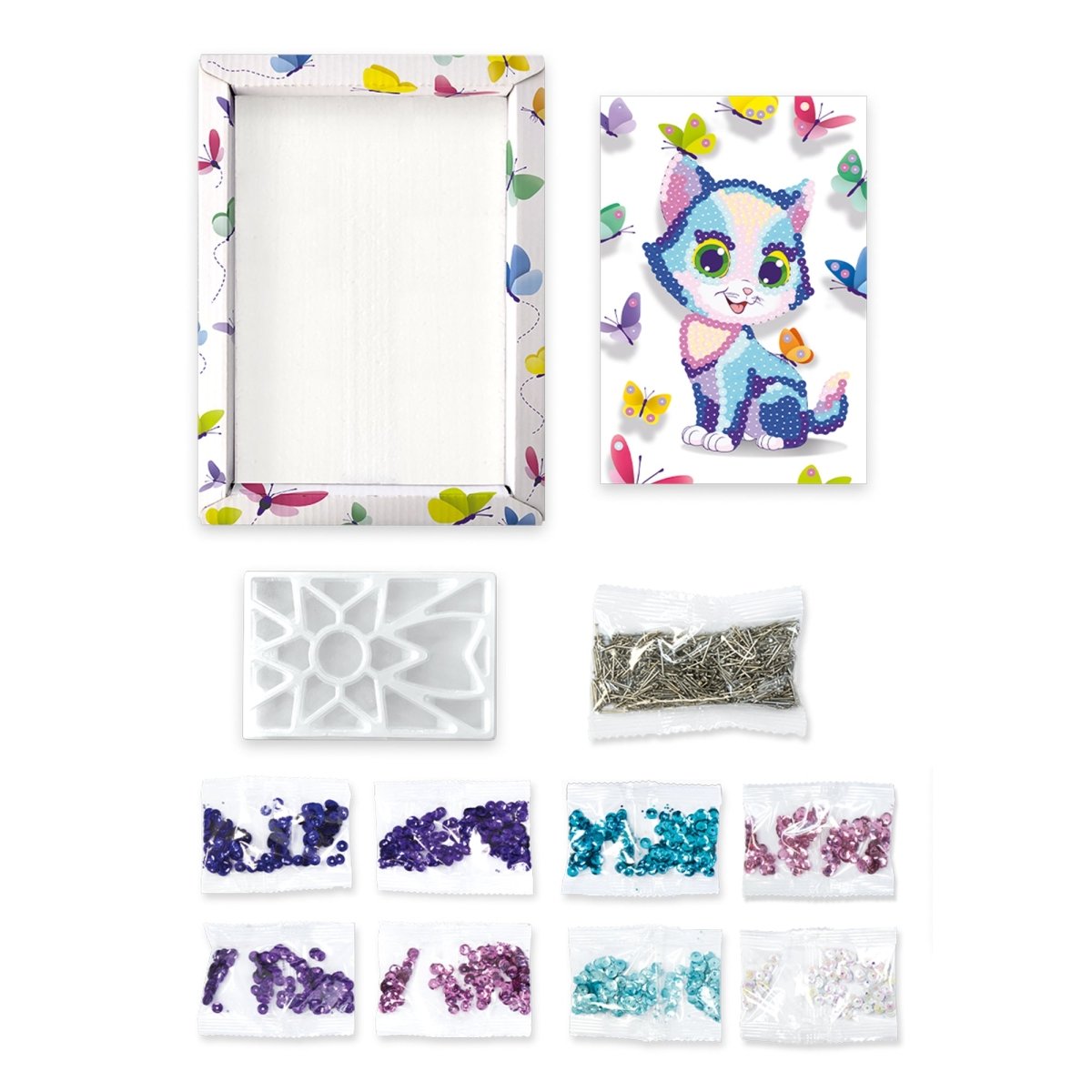 John Adams Pailletten-Kollektion Kitty - Bastelset Mit Pailletten & Rahmen, Kreatives Kunstprojekt Für Kinder Ab 8 Jahren