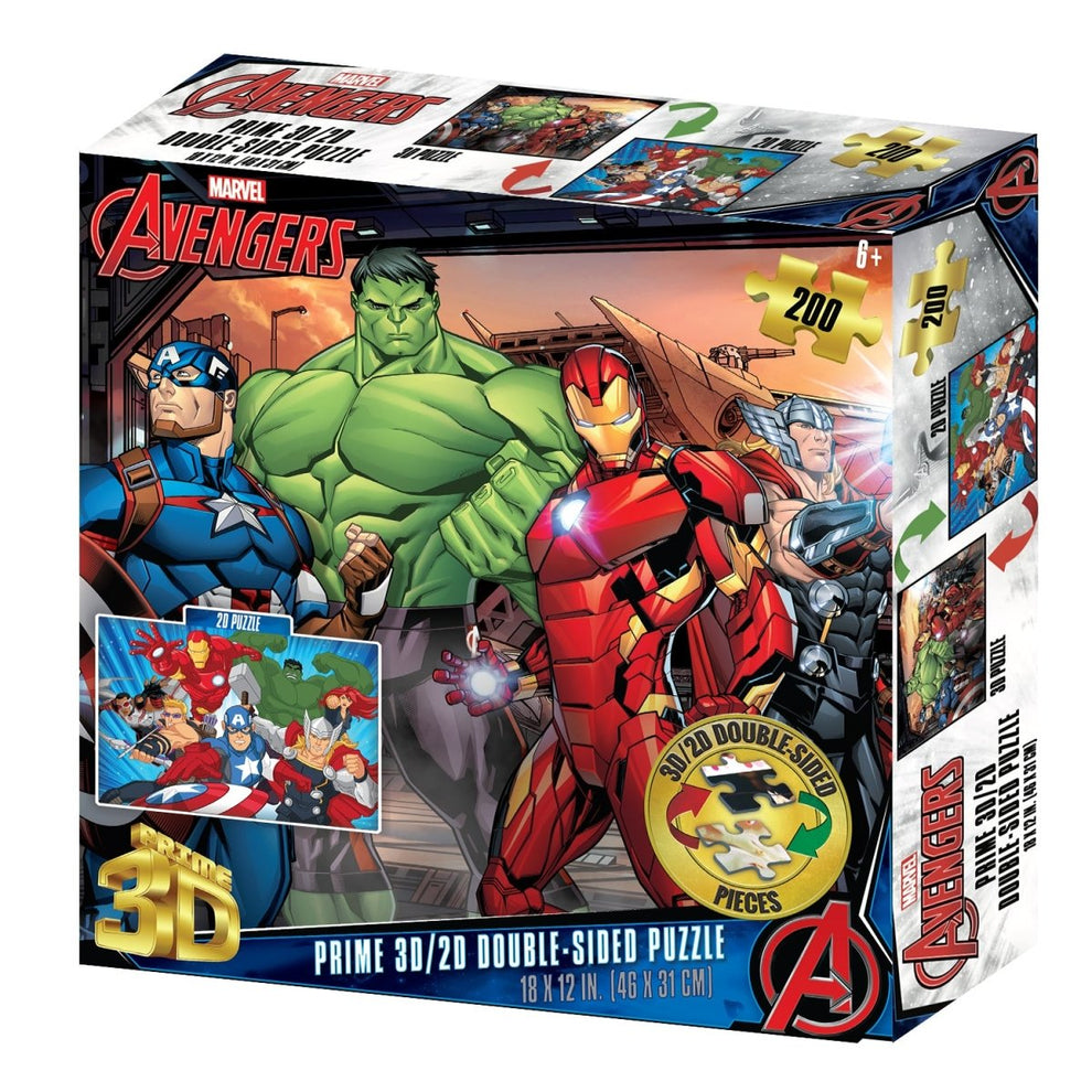 Prime 3D/ 2D Marvel Avengers Double Sided 200 Piece Puzzle – John Adams