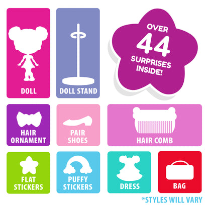 Decora Girlz 5" Fashion Doll – Electra - with Stickers & Accessories