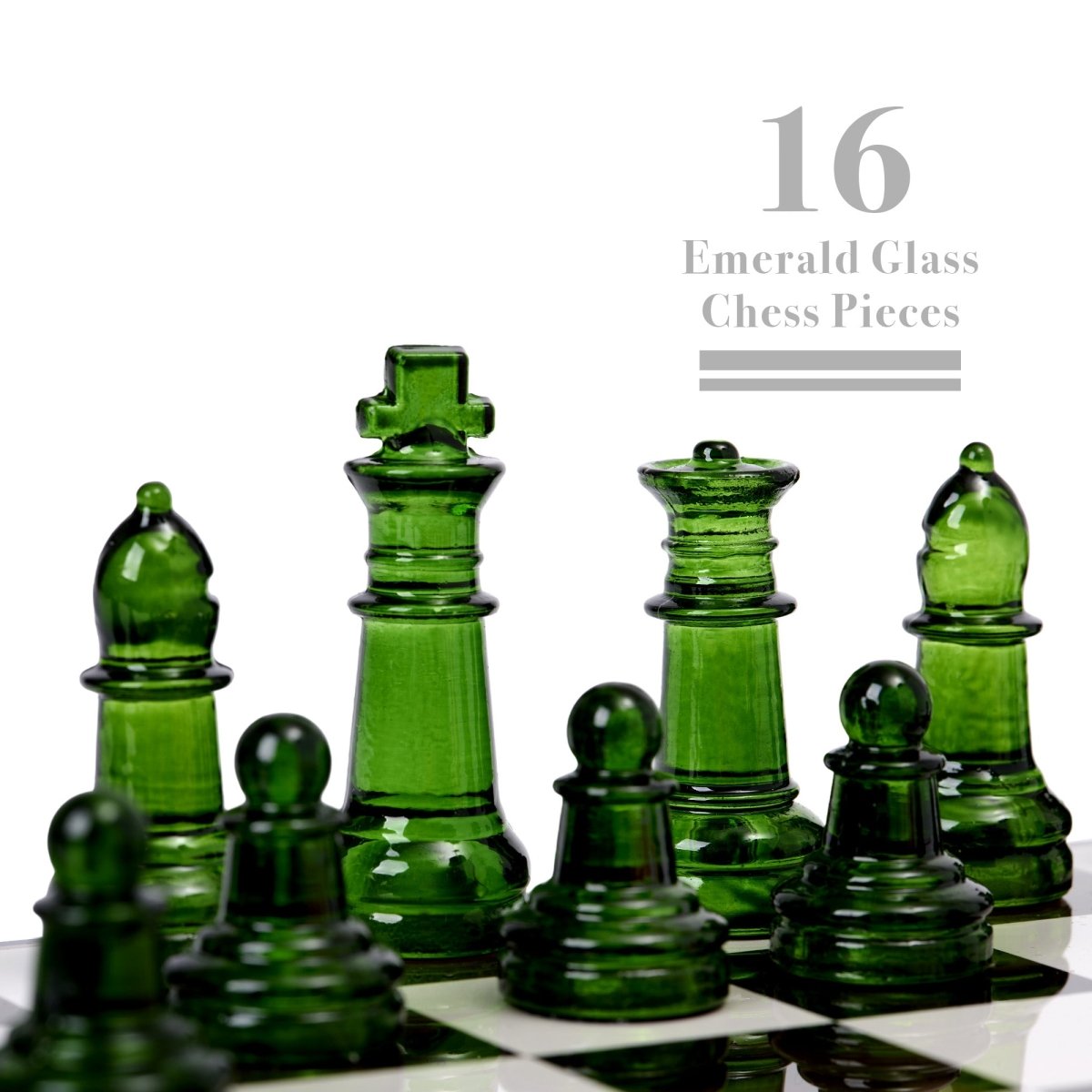 Luxury Glass Chess Set - Large 36x36cm Glass Board with 32 Weighted Pieces and Felt Padded Bases - John Adams
