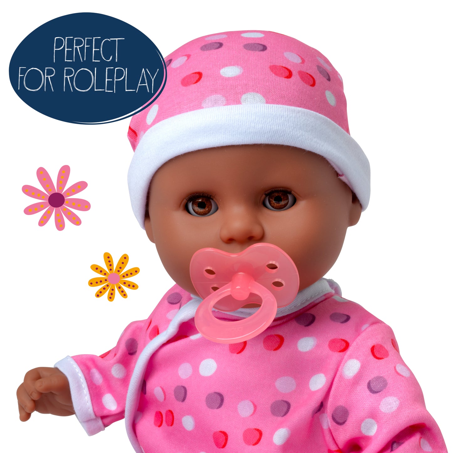 Dolls World Little Treasure - 38cm Soft Bean Bodied Black Doll - For ages 18 months+