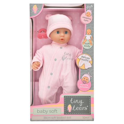 Tiny Tears 15" (38cm) Baby Soft Doll With Pink Outfit - White