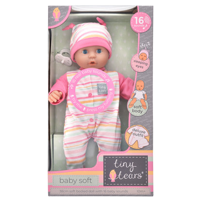 Tiny Tears 15" (38cm) Baby Soft Doll with 16 sounds - White