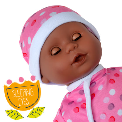 Dolls World Little Treasure - 38cm Soft Bean Bodied Black Doll - For ages 18 months+