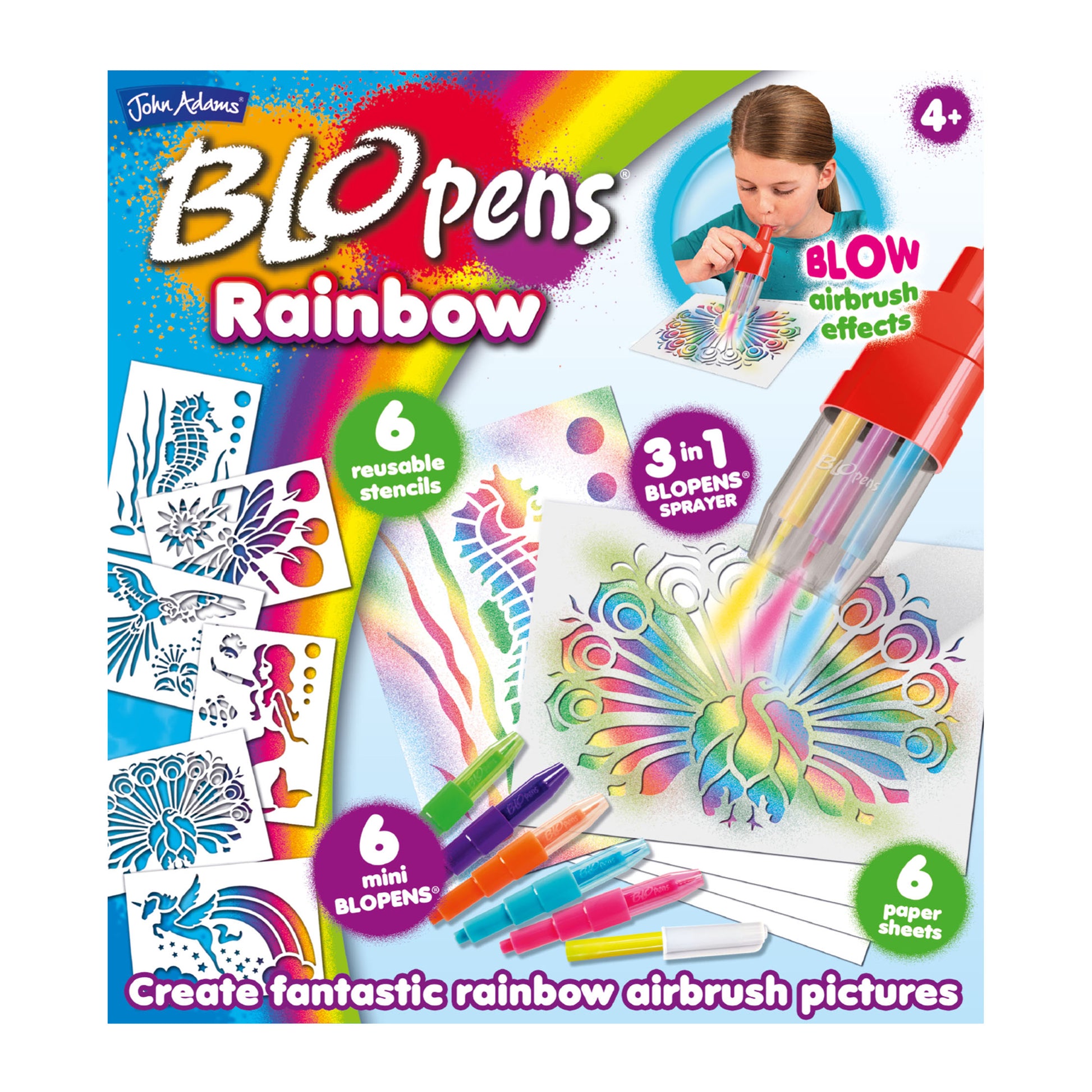 BLOPENS Rainbow – Colour Blending Airbrush Set for Kids – John Adams