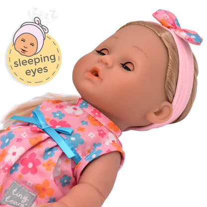 Tiny Tears 15" (38cm) Classic Crying and Wetting Doll Pink Dress - White