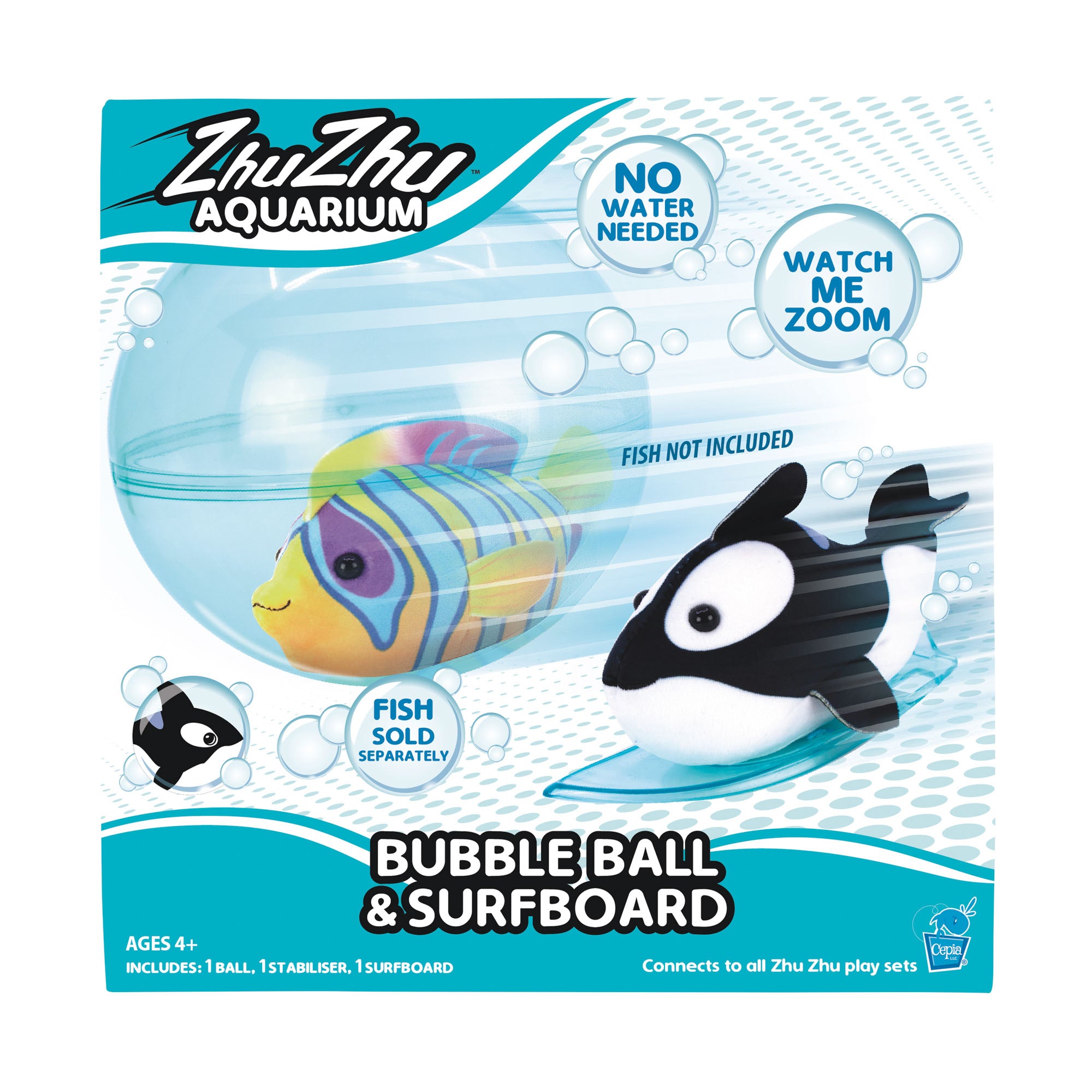 Zhu Zhu Aquarium Bubble Ball & Surfboard Set - Mess-Free Fun