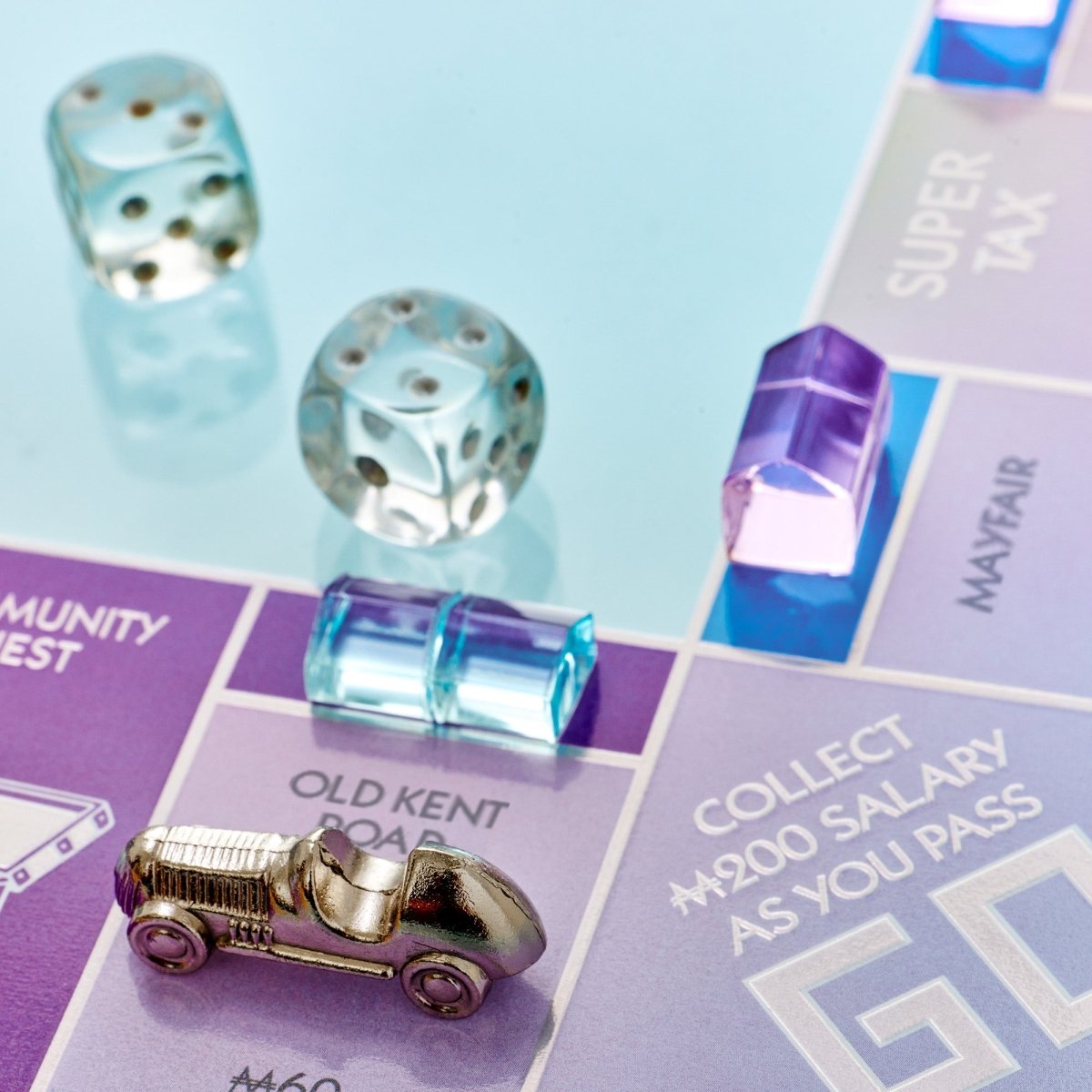 Monopoly Aura Edition Board Game – Luxury Collector's Edition with Iridescent Tempered Glass Board, Metal Tokens & Acrylic Houses - John Adams