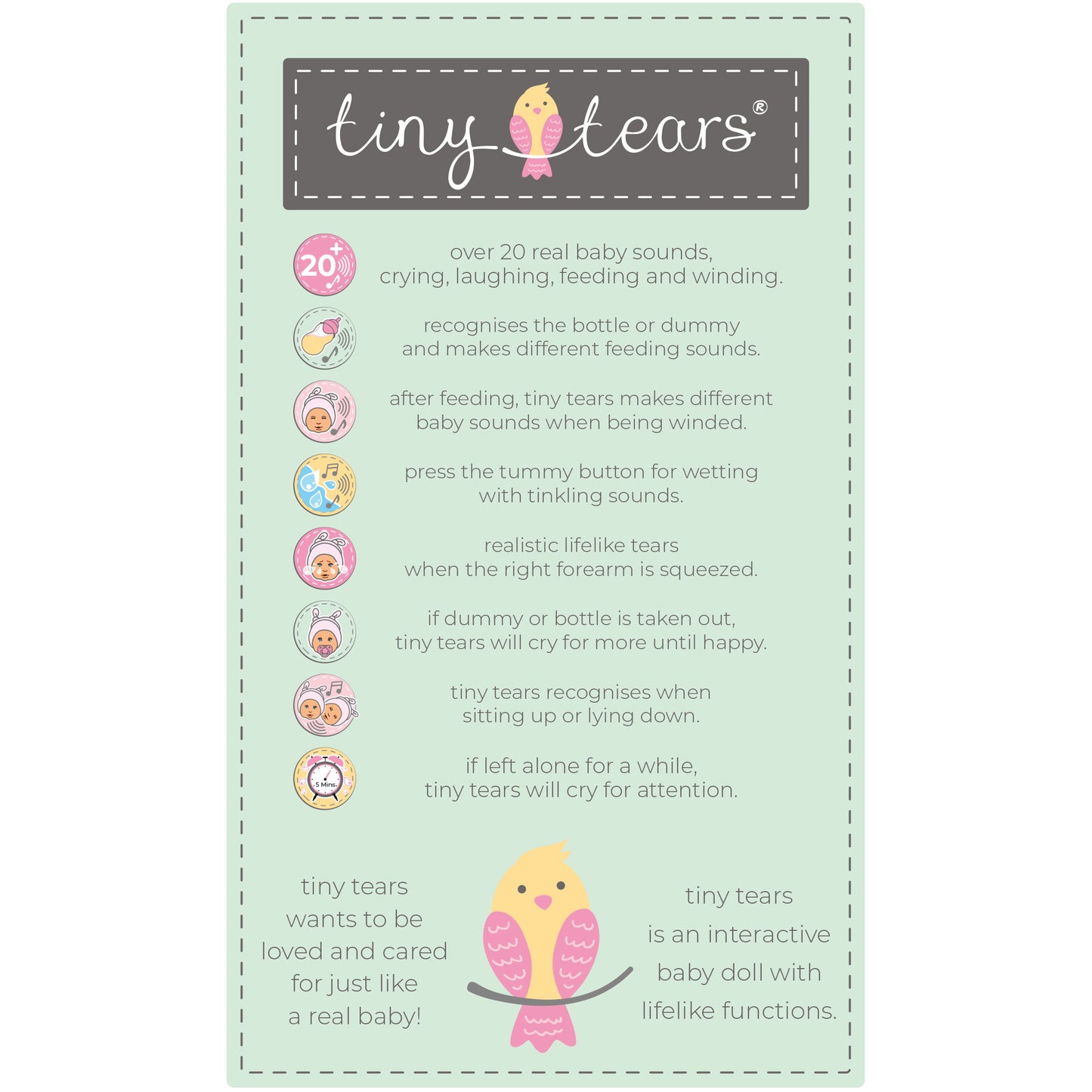 Tiny Tears 18" (46 cm) Baby Deluxe Doll With 20 Baby Sounds - White