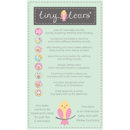 Tiny Tears 18" (46 cm) Baby Deluxe Doll With 20 Baby Sounds - White