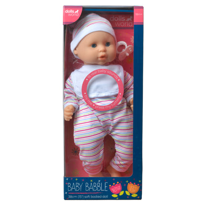 Dolls World Baby Babble 38cm Soft Bodied Doll With 16 Sounds - For ages 18 months+