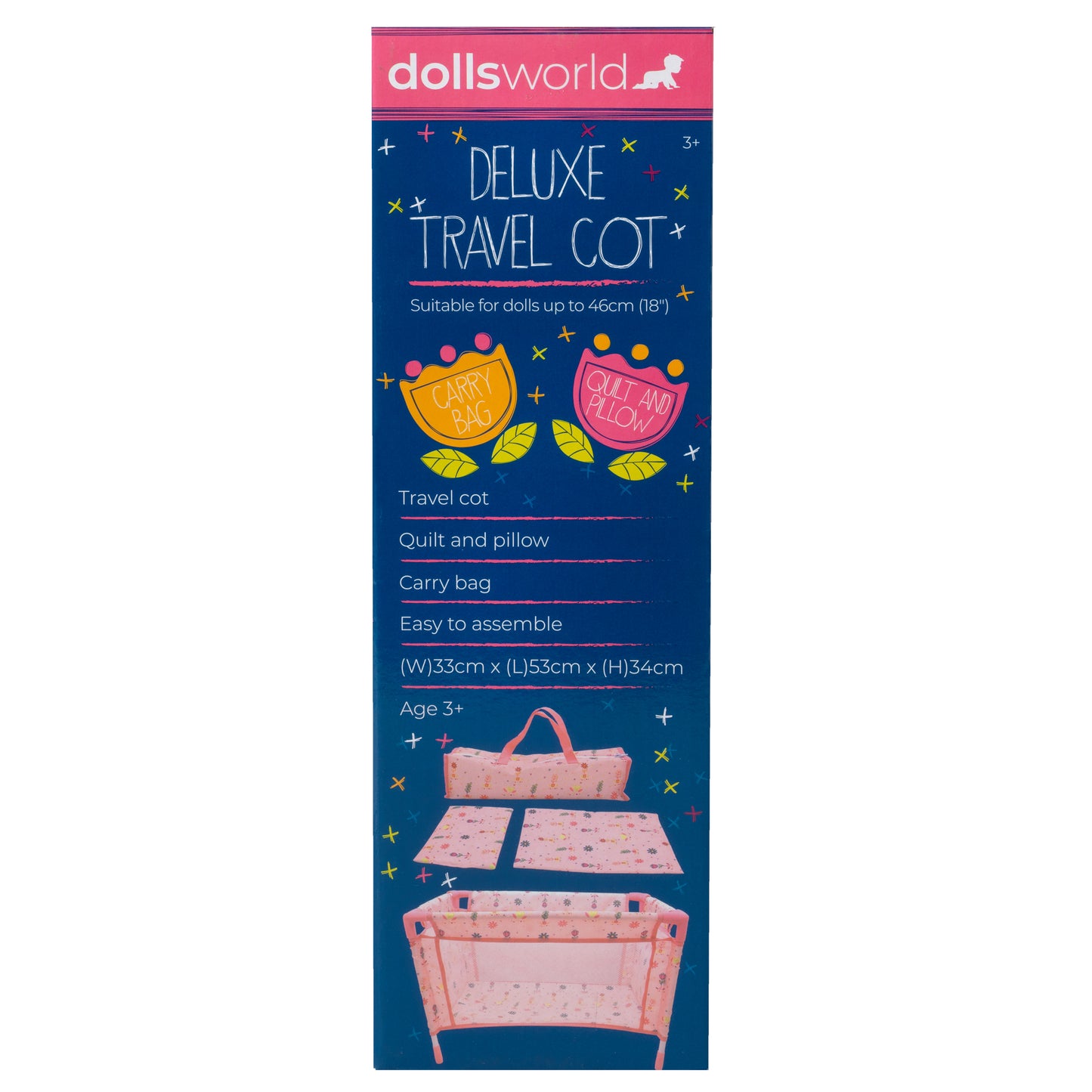 Dolls World Travel Carry Cot Accessory Set -  For ages 3+
