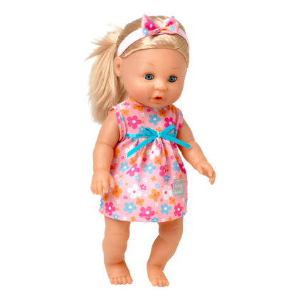 Tiny Tears 15" (38cm) Classic Crying and Wetting Doll Pink Dress - White