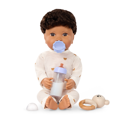 Brunet Doll & Bottle Set