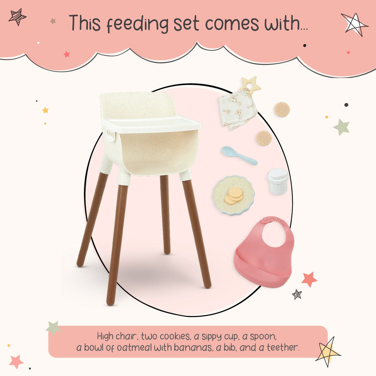 Baby Doll High Chair & Feeding Set