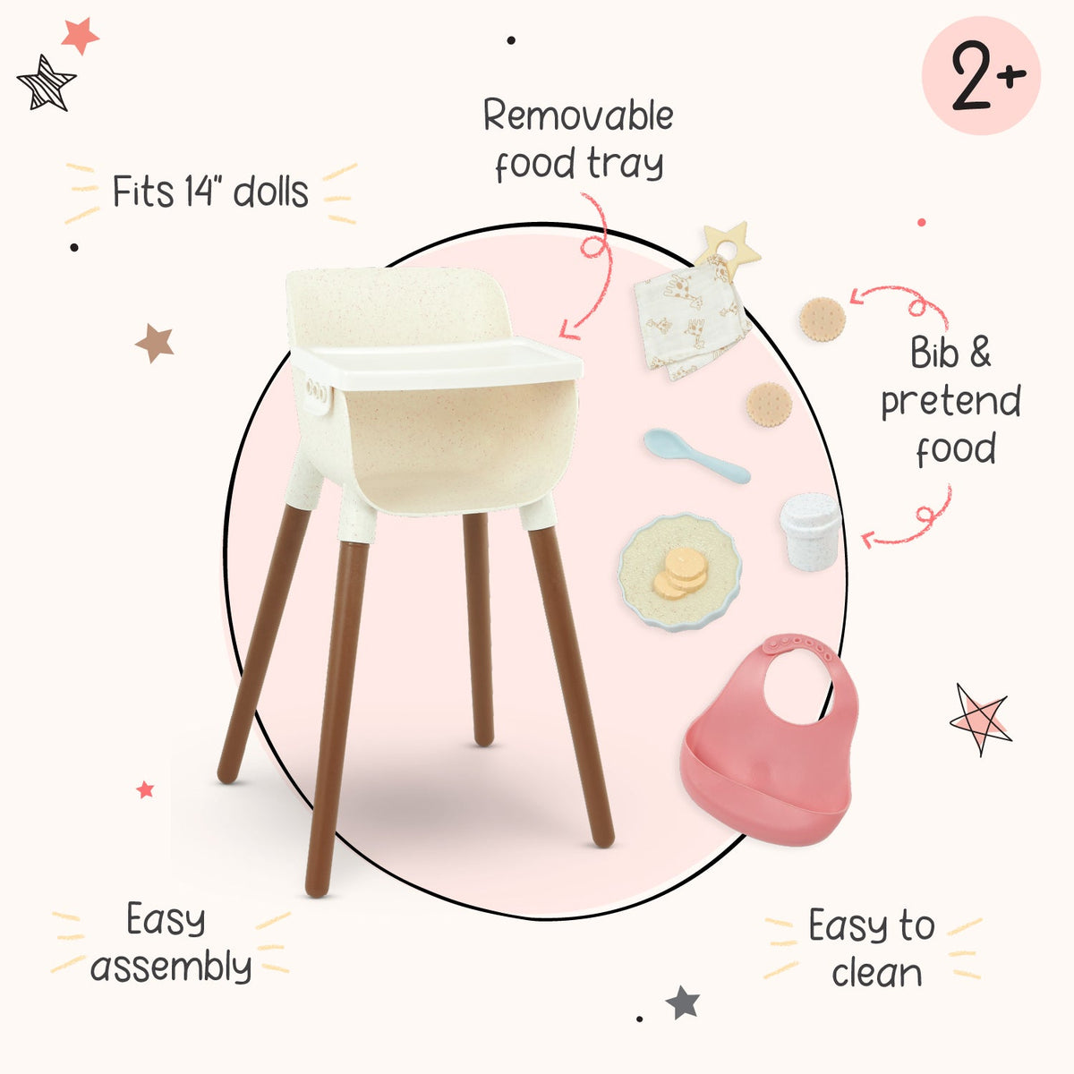 Baby Doll High Chair & Feeding Set