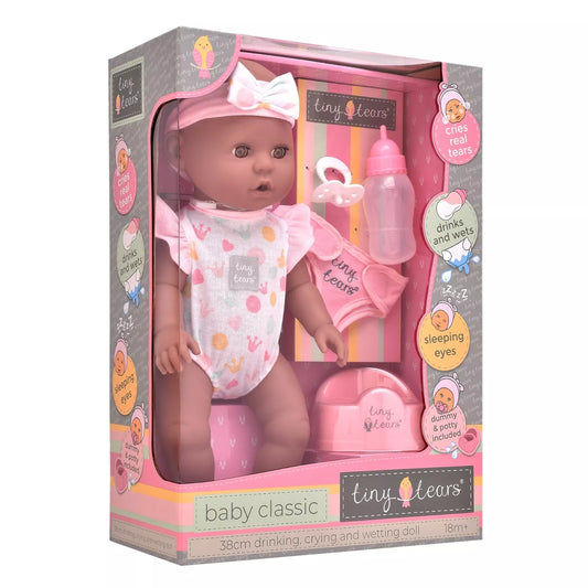 Tiny Tears Classic Crying and Wetting Doll 15" (38cm) - Black